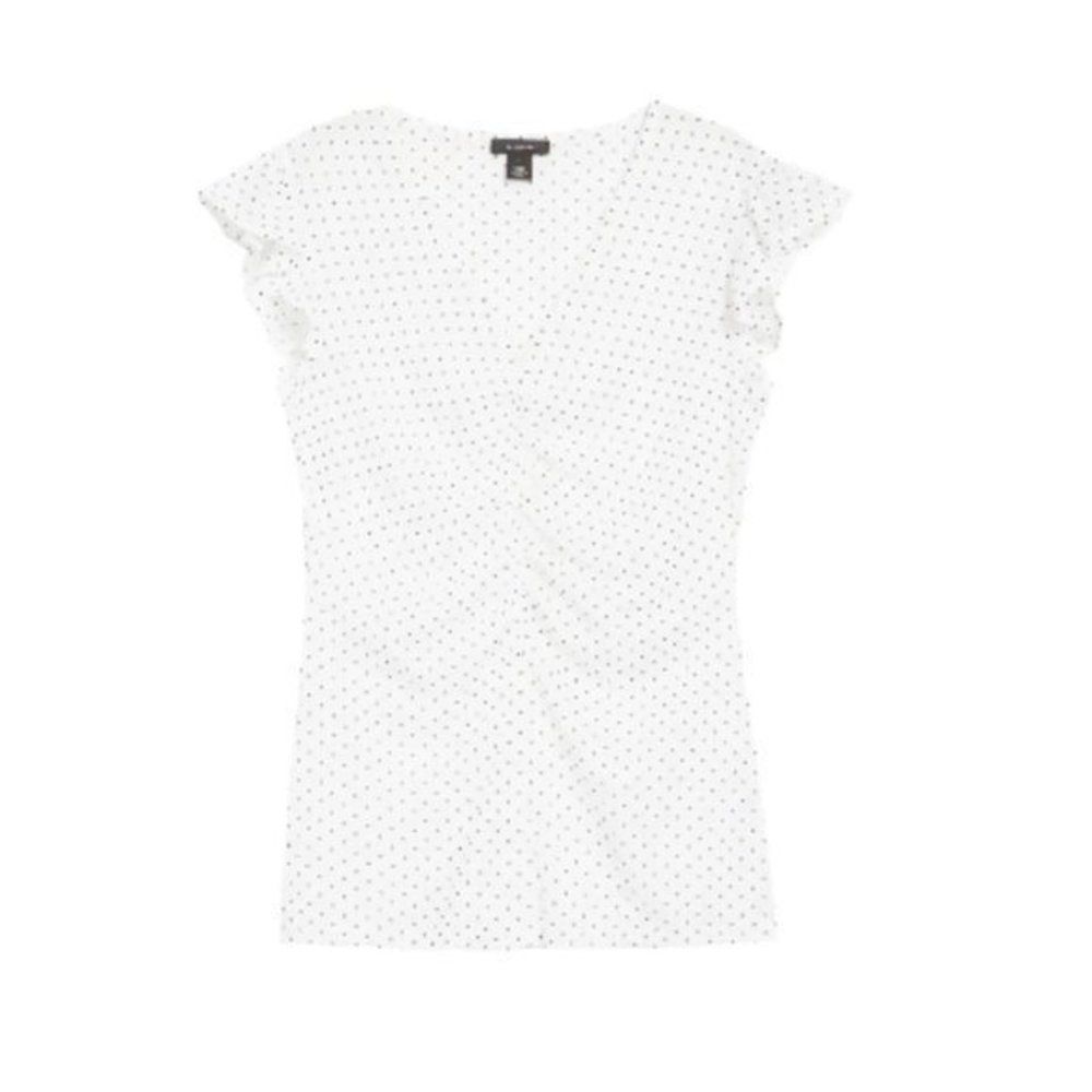 NEW Halogen Top SIze XS White Mesh Black Polka Dot $39 MSRP
